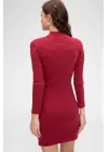 Omarı Bordo Kaşkorse Bodycon Mini Elbise