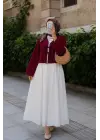 Kadın Bordo Kısa Kimono Ceket – Zarif ve Şık Kombin Parçası