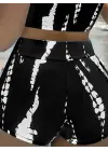 Kadın Büzgü Detay Askılı Crop Mini Tayt Ikili Takım