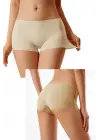 Kadın Dikişsiz Görünmez İz Yapmaz Mini Şort Boxer Ten