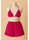Omarı Fuşya Bağlamalı Bikini Takımı