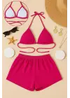Omarı Fuşya Bağlamalı Bikini Takımı