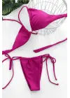 Omarı Fuşya Yandan Bağlamalı Bikini Mayo Takımı