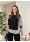 Kadın Gömlek Detay çizgili Yandan Bağlamalı Ikili Takım