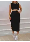 Kadın Iki Iplik Crop Etek Ikili Takım