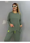 Kadın Iki Iplik Viskon Pamuk Kumaş Arma Detaylı Ikili Takım