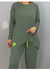 Kadın Iki Iplik Viskon Pamuk Kumaş Arma Detaylı Ikili Takım