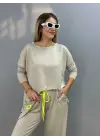 Kadın Iki Iplik Viskon Pamuk Kumaş Arma Detaylı Ikili Takım