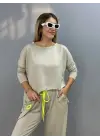 Kadın Iki Iplik Viskon Pamuk Kumaş Arma Detaylı Ikili Takım