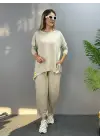 Kadın Iki Iplik Viskon Pamuk Kumaş Arma Detaylı Ikili Takım