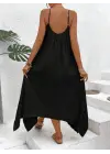 Kadın Ip Askılı V Yakalı Asimetrik Detaylı Aerobin Elbise