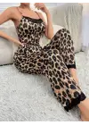 Kadın Ip Askılı Yakası Dantelli Bluz Ve Pijama Sandy Ikili Takım