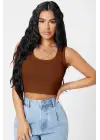 Omarı Şık Kare Yaka Crop Top Bluz