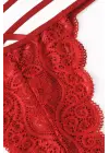 Omarı Şehvetli Kırmızı Dantel Takım
