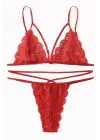 Omarı Şehvetli Kırmızı Dantel Takım