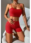 Omarı Yaz Gecelerine Renk Kat! Kadın Kırmızı Kaşkorse Gecelik Takım