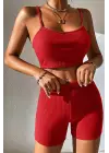 Omarı Yaz Gecelerine Renk Kat! Kadın Kırmızı Kaşkorse Gecelik Takım