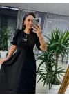 Omarı Kadın Fiyonk Broşlu Midi Elbise