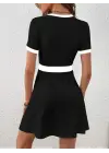 Kadın Kısa Kollu Bisiklet Yaka önden Düğmeli Modal Elbise
