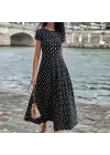 Omarı Puantiyeli Maksi Elbise - Yazın Şıklığına Adım Atın