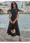 Omarı Puantiyeli Maksi Elbise - Yazın Şıklığına Adım Atın