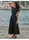 Omarı Puantiyeli Maksi Elbise - Yazın Şıklığına Adım Atın