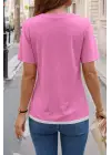 Kadın Kısa Kollu Bisiklet Yaka Viskon Bluz