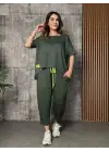 Kadın Kısa Kollu Bisiklet Yaka Viskon Iki Iplik Bluz Ve Pantolon Ikili Takım