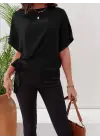 Omarı Kadın Kısa Kollu Aerobin Bluz