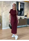 Omarı Kadın Kısa Kollu Yandan Bağlamalı Elbise