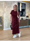 Omarı Kadın Kısa Kollu Yandan Bağlamalı Elbise