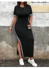 Omarı Yazın Trendi: Yandan Şerit Detaylı Kısa Kollu Elbise