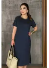 Omarı Kadın Viskon Bisiklet Yaka Elbise