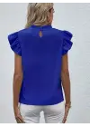 Omarı Şık Kısa Kollu Fırfır Detaylı Bluz