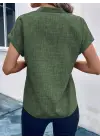 Kadın Kısa Kollu Hakim Yaka Sofya Bluz