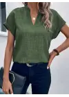 Kadın Kısa Kollu Hakim Yaka Sofya Bluz