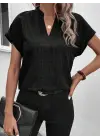 Kadın Kısa Kollu Hakim Yaka Sofya Bluz