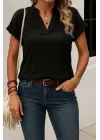 Kadın Kısa Kollu Hakim Yaka Sofya Bluz
