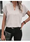 Kadın Kısa Kollu Hakim Yaka Sofya Bluz