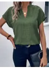 Kadın Kısa Kollu Hakim Yaka Sofya Bluz