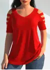 Omarı Şık Detaylı V Yaka Kısa Kollu Bluz