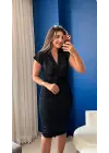 Omarı Elegan Kadın Kısa Kollu Krep Elbise