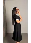 Kadın Kısa Kollu Ribana Ve Fermuar Detay Midi Boy Elbise