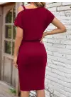 Omarı Şık Tek Omuz Askılı Kısa Kollu Elbise