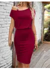 Omarı Şık Tek Omuz Askılı Kısa Kollu Elbise