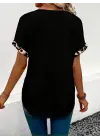 Kadın Kısa Kollu V Leopar Yakalı Viskon Bluz