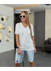 Kadın Kısa Kollu V Yaka Bluz