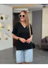 Kadın Kısa Kollu V Yaka Bluz