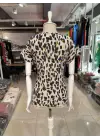 Omarı Hafif Kumaşlı Leopar Desen Bluz