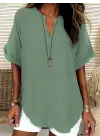 Kadın Kısa Kollu V Yakalı Aerobin Bluz